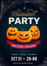 Halloween design template with cobweb and incription `Happy Halloween`. Halloween party invitation card design.