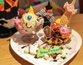 Halloween dessert at the All Cs CafÃÂ© in Koenji. Cookies and ice cream and arranged cute on a white plate.