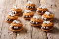 Halloween Dessert: funny monsters from cookies close-up. horizon