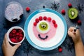 Halloween dessert recipe scary fun and tasty one-eyed monster jelly panna cotta with fruit