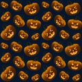 Different Halloween Pumpkins Dark Seamless Pattern Royalty Free Stock Photo