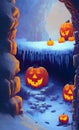 Pumpkin winter cave - Halloween landcsape
