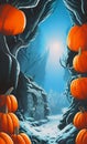 Pumpkin winter cave - Halloween landcsape