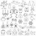 Halloween digital stamps black outline