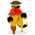 Halloween dog character in costume of pirate. Cute pet in fansy