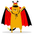 Halloween dog character in costume of vampire. Horror bat masque