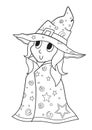 Halloween doodle coloring book page cute witch