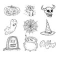 Halloween doodles elements. vector illustration.