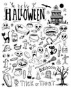 Halloween doodles elements. vector illustration.