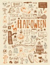 Halloween doodles elements. vector illustration.