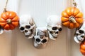 Halloween door decorations.Halloween Front Door Decor Royalty Free Stock Photo