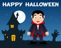 Halloween Dracula and Haunted House Royalty Free Stock Photo