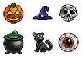 Halloween Pixel Art Game Icon Set Royalty Free Stock Photo