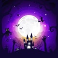 Halloween element design on full moon background with copy space, Trick or Treat Concept, vector illustration Royalty Free Stock Photo