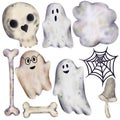 Halloween elements with magic ghots Royalty Free Stock Photo