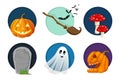 Halloween elements, objects and icon set. Cute vector illustration Royalty Free Stock Photo