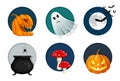 Halloween elements, objects and icon set. Cute vector illustration