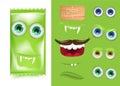 Halloween Emoji creator constructor of candy monster frankenstein.