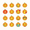 Halloween emoticon face icons set.