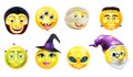 Halloween Emoticon Icon Set