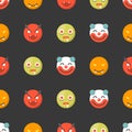 Halloween Emoticon seamless pattern, flat design for use as wall