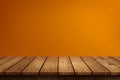 Halloween empty wooden tabletop on orange background. Use for pr Royalty Free Stock Photo