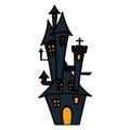 Halloween enchanted castle scene