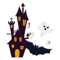 Halloween enchanted castle scene