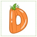 Halloween English Alphabet letter D Pumpkin theme drawing