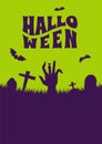 Halloween Event Poster Night Party Simple Creepy Cemetery Headstone Zombie Hand Bat Tree Silhouette Vector Background Wallpaper