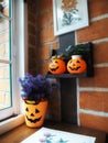 Corner Of Window On Halloween.