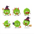 Halloween expression emoticons with cartoon character of alibertia fruit