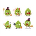 Halloween expression emoticons with cartoon character of basil leaves