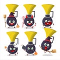 Halloween expression emoticons with cartoon character of bicycle air horn Royalty Free Stock Photo