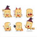 Halloween expression emoticons with cartoon character of bread toast