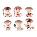 Halloween expression emoticons with cartoon character of brown cap boletus