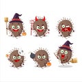 Halloween expression emoticons with cartoon character of coronaviridae