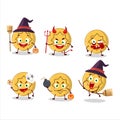 Halloween expression emoticons with cartoon character of dalgona candy flower