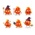 Halloween expression emoticons with cartoon character of fire