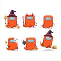 Halloween expression emoticons with cartoon character of ghost among us orange Royalty Free Stock Photo