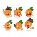 Halloween expression emoticons with cartoon character of grapefruit