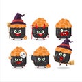 Halloween expression emoticons with cartoon character of gunkan sushi