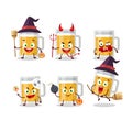 Halloween expression emoticons with cartoon character of mug of beer Royalty Free Stock Photo