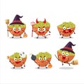 Halloween expression emoticons with cartoon character of mung beans