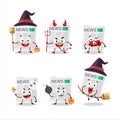 Halloween expression emoticons with cartoon character of newspaper