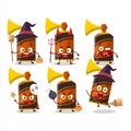 Halloween expression emoticons with cartoon character of orange air horn Royalty Free Stock Photo