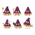Halloween expression emoticons with cartoon character of slice of blueberry pie