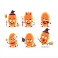 Halloween expression emoticons with cartoon character of slice of curuba fruit