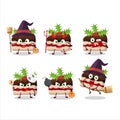 Halloween expression emoticons with cartoon character of slice of pudding cake christmas