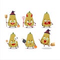 Halloween expression emoticons with cartoon character of slice of squash